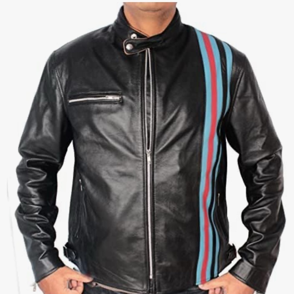 LAPAZO LEATHER Venom Let There Be Carnage Eddie Brock Cafe Racer Black Jacket